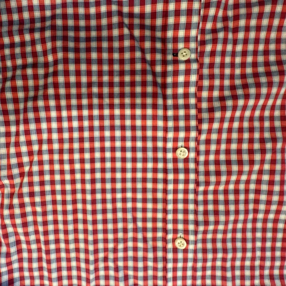 Banana Republic Red and white Gingham Dress Shirt Non Iron Medium